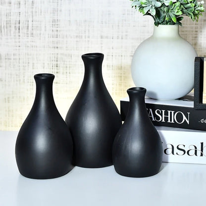 Kit Trio de Jarros Decorativos NOXHome | Cerâmica Artesanal Fosco – Sala, Rack e Aparador