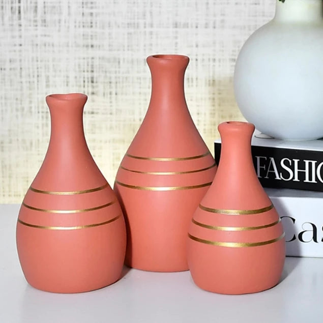Kit Trio de Jarros Decorativos NOXHome | Cerâmica Artesanal Fosco – Sala, Rack e Aparador