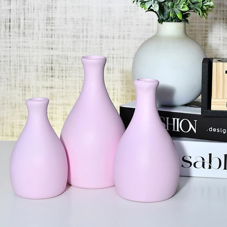 Kit Trio de Jarros Decorativos NOXHome | Cerâmica Artesanal Fosco – Sala, Rack e Aparador