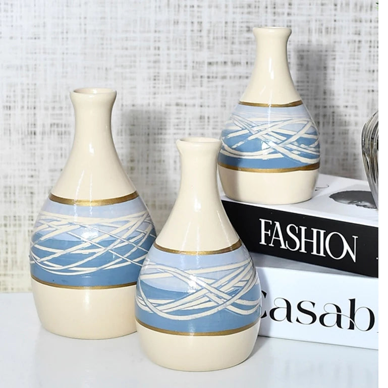 Kit Trio de Jarros Decorativos NOXHome | Cerâmica Artesanal Fosco – Sala, Rack e Aparador