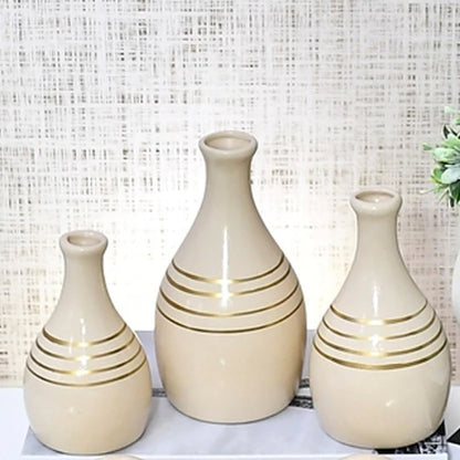Kit Trio de Jarros Decorativos NOXHome | Cerâmica Artesanal Fosco – Sala, Rack e Aparador