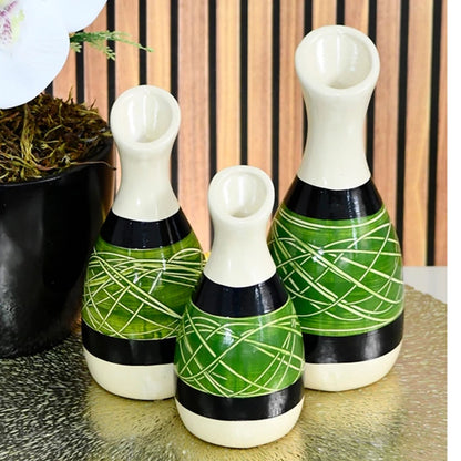 Kit Trio de Jarros Decorativos NOXHome | Cerâmica Artesanal Fosco – Sala, Rack e Aparador