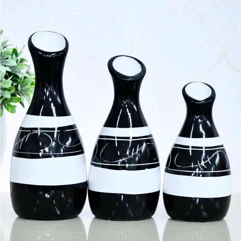 Kit Trio de Jarros Decorativos NOXHome | Cerâmica Artesanal Fosco – Sala, Rack e Aparador