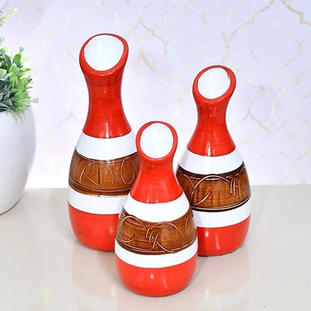 Kit Trio de Jarros Decorativos NOXHome | Cerâmica Artesanal Fosco – Sala, Rack e Aparador