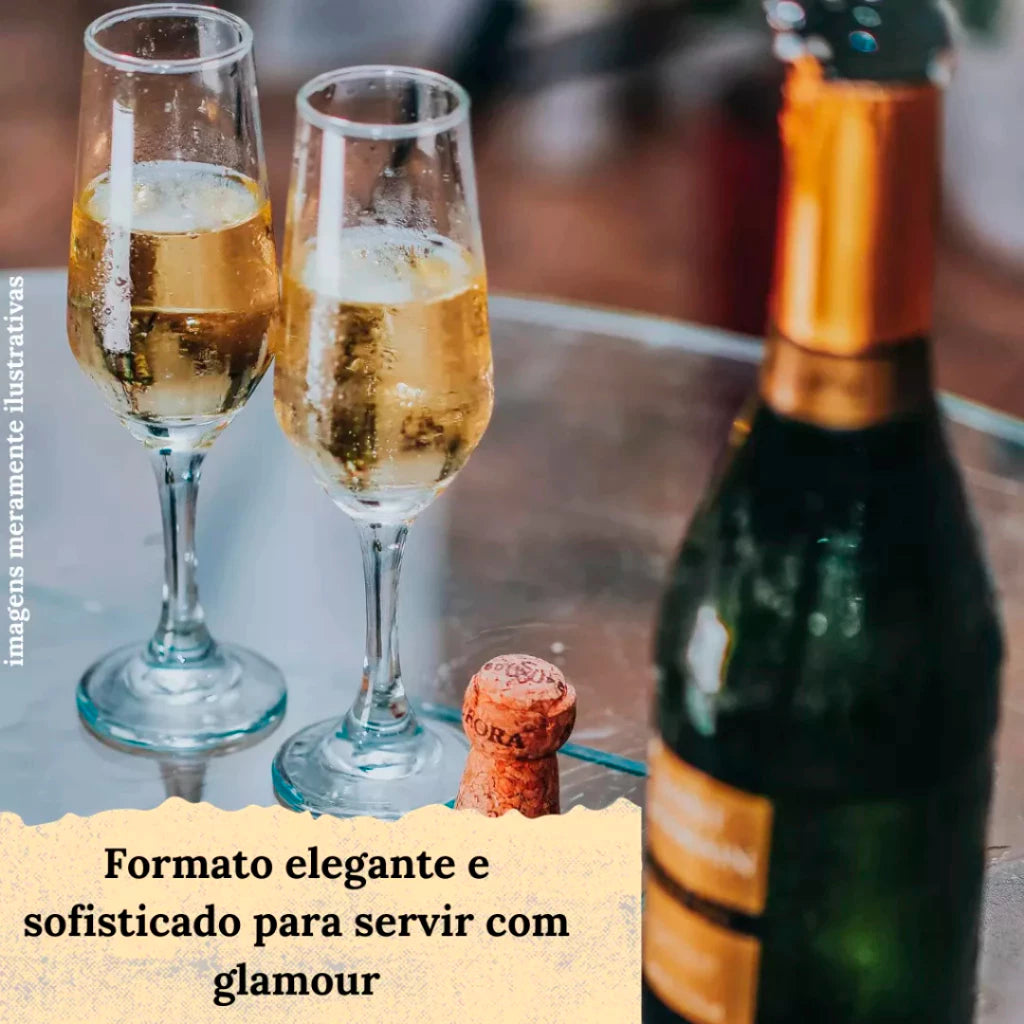 Jogo de Taças Champanhe NOXHome | Vidro Cristalino Buffet 186ml – Kit 6 ou 12 Peças