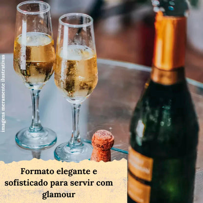 Jogo de Taças Champanhe NOXHome | Vidro Cristalino Buffet 186ml – Kit 6 ou 12 Peças
