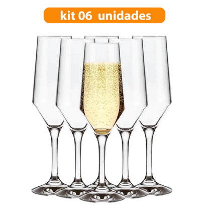 Jogo de Taças Champanhe NOXHome | Vidro Cristalino Buffet 186ml – Kit 6 ou 12 Peças