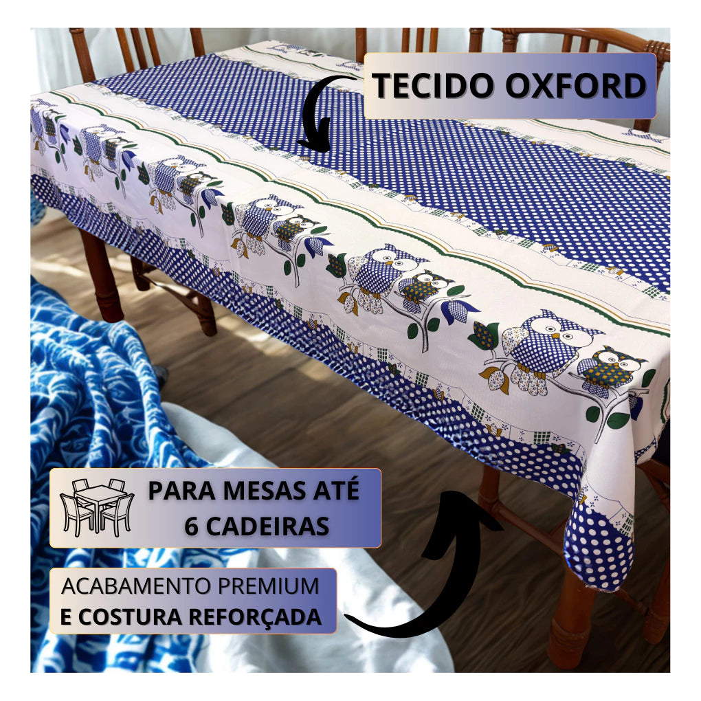 Toalha de Mesa Retangular NOXHome | Tecido Oxford 6 Lugares 2,00x1,40m – Fácil de Limpar