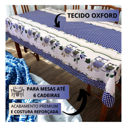 Toalha de Mesa Retangular NOXHome | Tecido Oxford 6 Lugares 2,00x1,40m – Fácil de Limpar