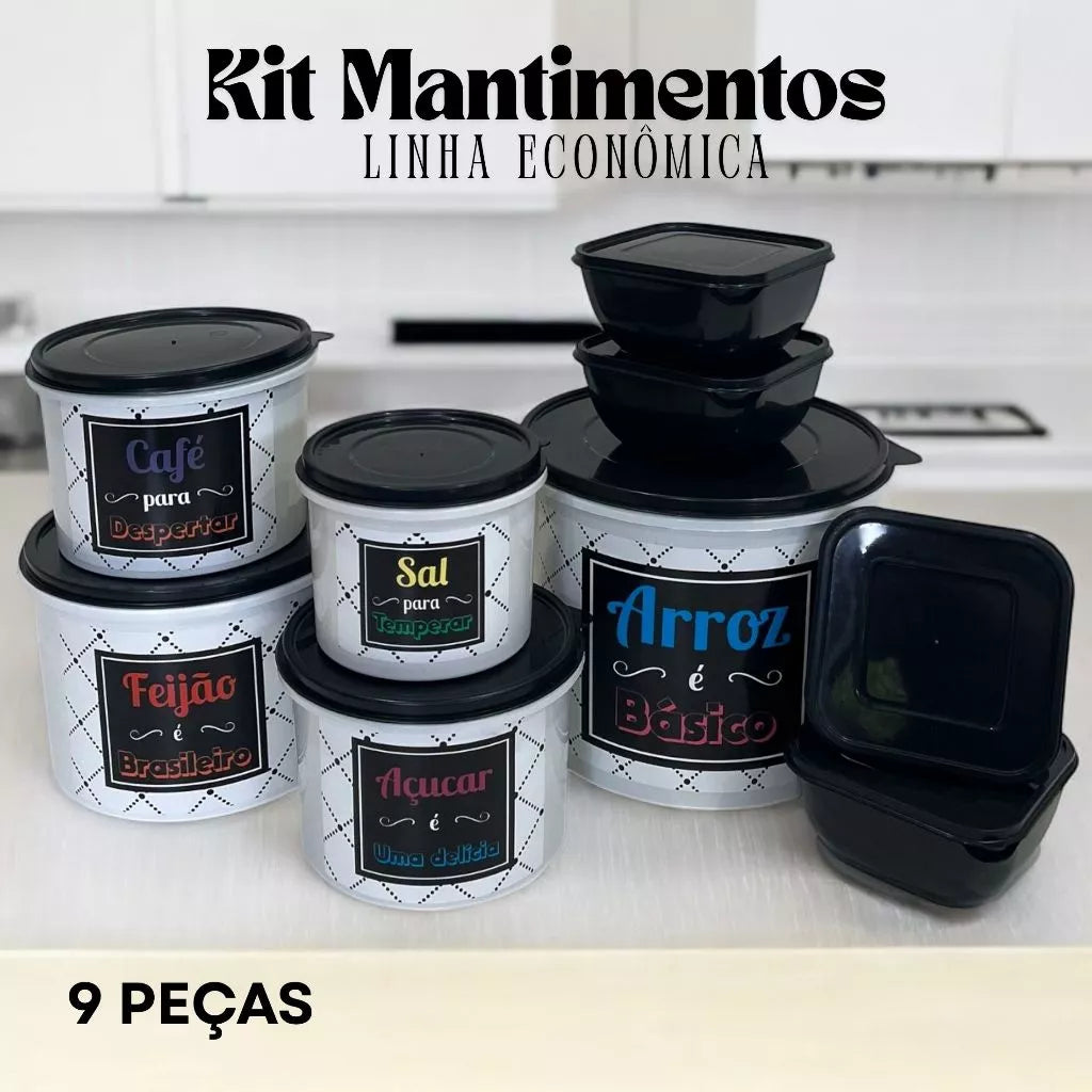 Kit Potes Mantimentos + Marmitas NOXHome | Hermético Livre de BPA – 9 Peças