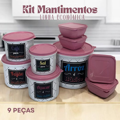 Kit Potes Mantimentos + Marmitas NOXHome | Hermético Livre de BPA – 9 Peças