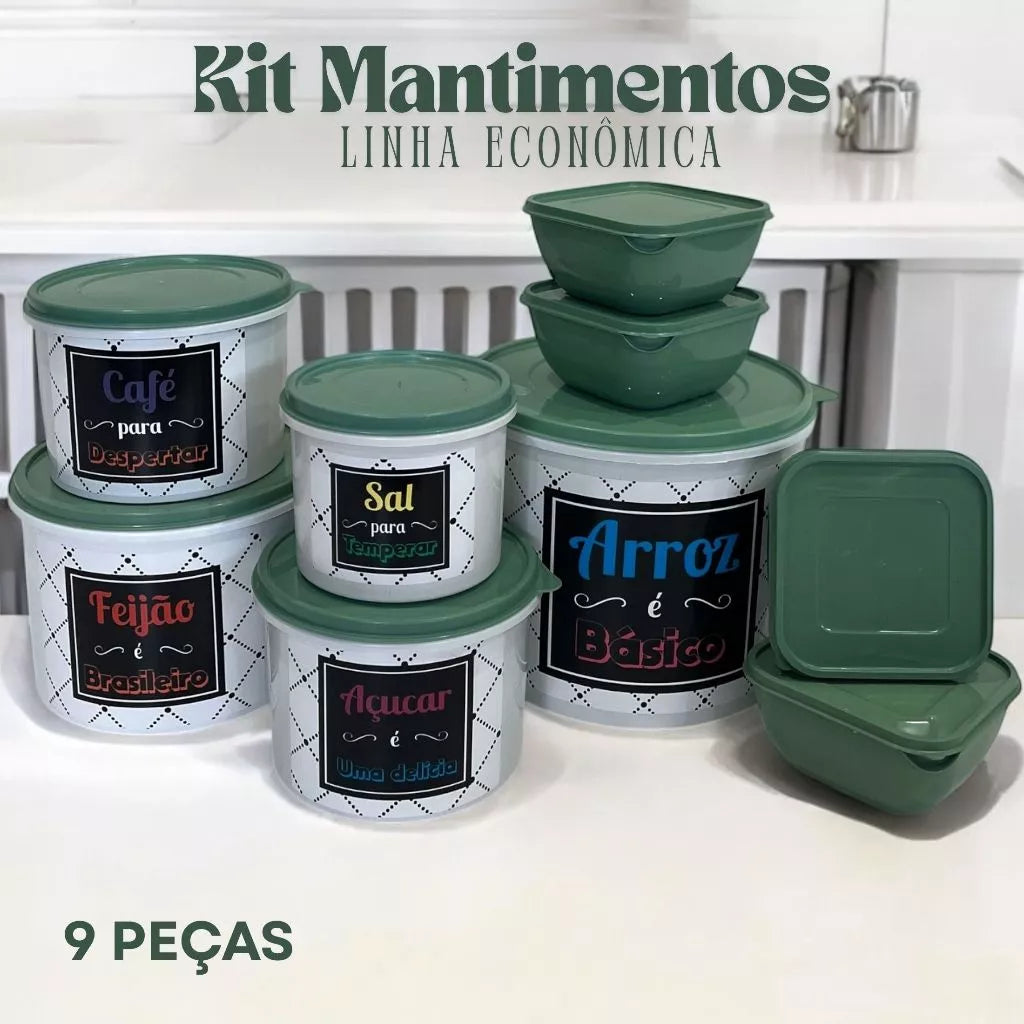 Kit Potes Mantimentos + Marmitas NOXHome | Hermético Livre de BPA – 9 Peças