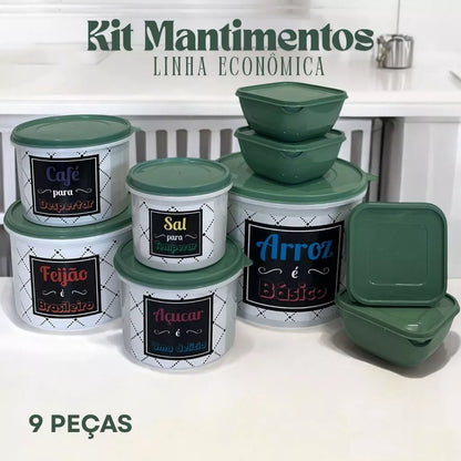 Kit Potes Mantimentos + Marmitas NOXHome | Hermético Livre de BPA – 9 Peças