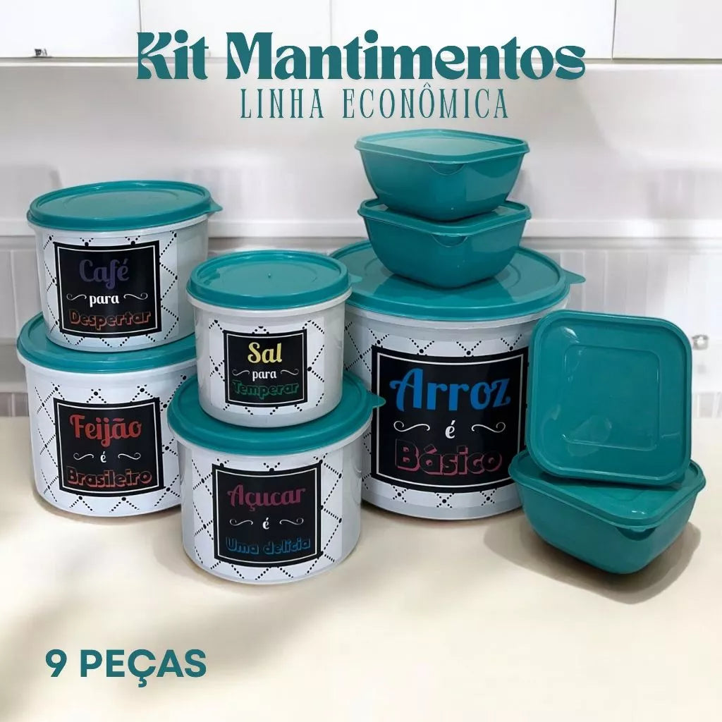 Kit Potes Mantimentos + Marmitas NOXHome | Hermético Livre de BPA – 9 Peças