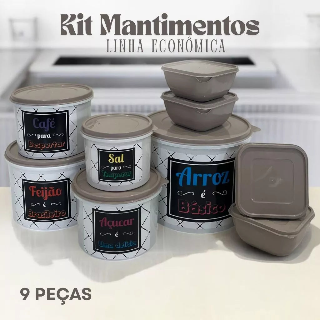 Kit Potes Mantimentos + Marmitas NOXHome | Hermético Livre de BPA – 9 Peças