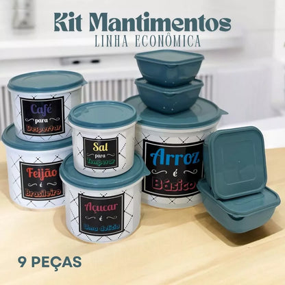 Kit Potes Mantimentos + Marmitas NOXHome | Hermético Livre de BPA – 9 Peças