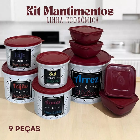 Kit Potes Mantimentos + Marmitas NOXHome | Hermético Livre de BPA – 9 Peças