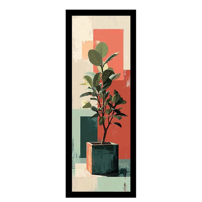 Kit 2 Quadros Verticais Vasos Geométricos Coloridos 18x45 cm com Moldura e Vidro — visualização 3
