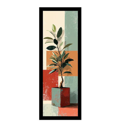 Kit 2 Quadros Verticais Vasos Geométricos Coloridos 18x45 cm com Moldura e Vidro — visualização 4