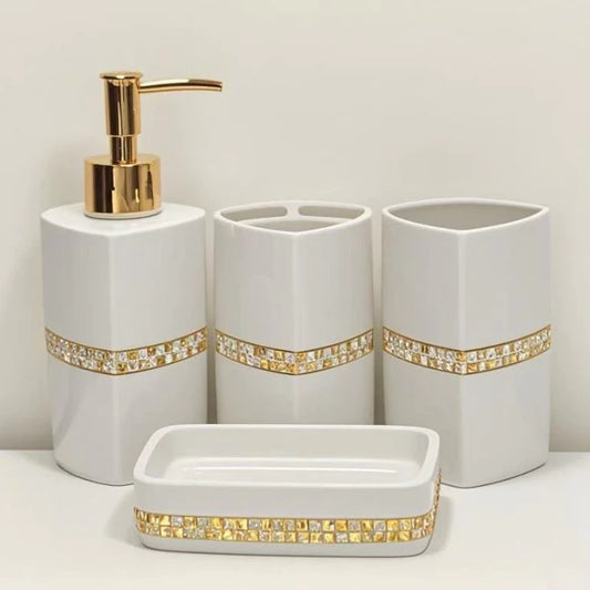 Kit Acessórios para Banheiro NOXHome | Saboneteira + Porta Escova + Copo – Conjunto Luxo