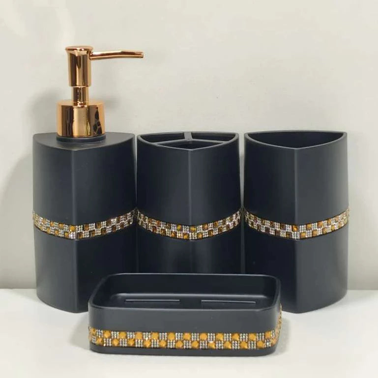Kit Acessórios para Banheiro NOXHome | Saboneteira + Porta Escova + Copo – Conjunto Luxo