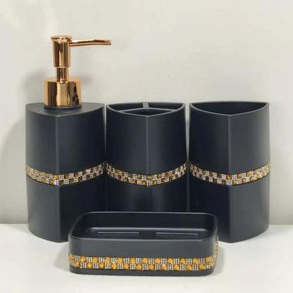 Kit Acessórios para Banheiro NOXHome | Saboneteira + Porta Escova + Copo – Conjunto Luxo