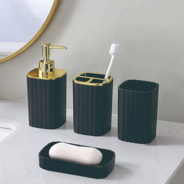 Kit Acessórios para Banheiro NOXHome | Saboneteira + Porta Escova + Copo – Conjunto Luxo