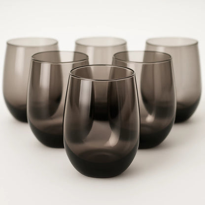 Jogo de Copos Fumê Aruba NOXHome | Vidro Resistente 465ml – Kit 4, 6, 10 ou 12 Peças