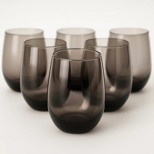 Jogo de Copos Fumê Aruba NOXHome | Vidro Resistente 465ml – Kit 4, 6, 10 ou 12 Peças