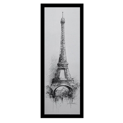 Kit 2 Quadros Verticais Torre Eiffel e Coliseu 18x45 cm com Moldura e Vidro — visualização 2