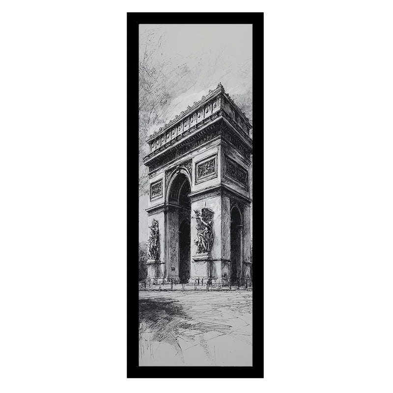 Kit 2 Quadros Verticais Torre Eiffel e Coliseu 18x45 cm com Moldura e Vidro — visualização 3