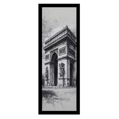 Kit 2 Quadros Verticais Torre Eiffel e Coliseu 18x45 cm com Moldura e Vidro — visualização 3