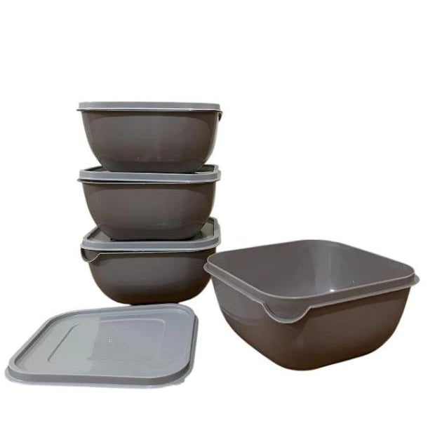 Kit Potes Herméticos de Plástico NOXHome | Empilháveis com Tampa 15 Peças – Rosa, Bege e Preto