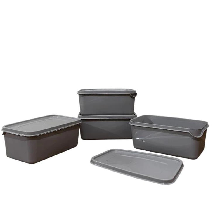 Kit Potes Herméticos de Plástico NOXHome | Empilháveis com Tampa 15 Peças – Rosa, Bege e Preto