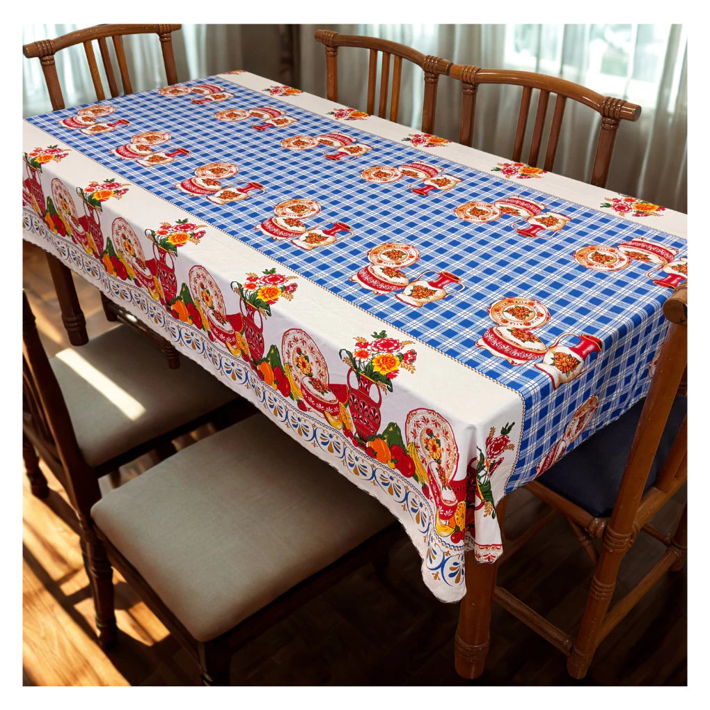 Toalha de Mesa Retangular NOXHome | Tecido Oxford 6 Lugares 2,00x1,40m – Fácil de Limpar