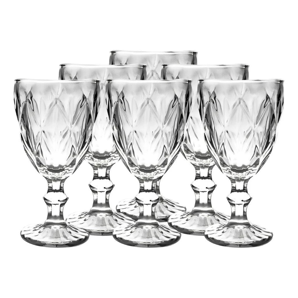 Jogo de Taças de Vinho Diamond NOXHome | Vidro Colorido 340ml – Kit 6 Peças