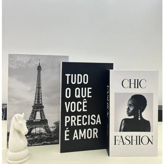 Livros Decorativos NOXHome | Conjunto Organizador Decorativo com 3 Peças