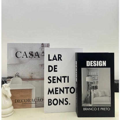 Livros Decorativos NOXHome | Conjunto Organizador Decorativo com 3 Peças