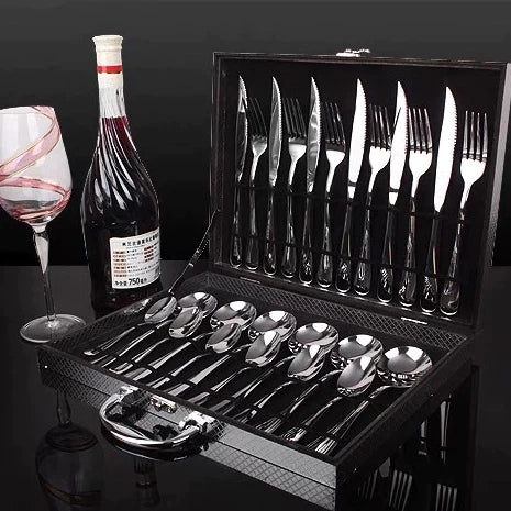Jogo de Talheres Inox Premium NOXHome | Com Maleta Organizadora – 24 Peças