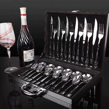 Jogo de Talheres Inox Premium NOXHome | Com Maleta Organizadora – 24 Peças