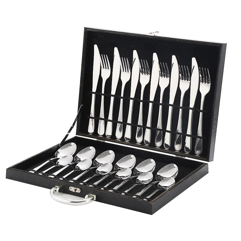 Jogo de Talheres Inox Premium NOXHome | Com Maleta Organizadora – 24 Peças
