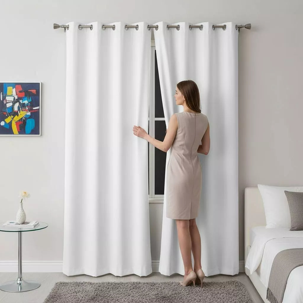 Cortina Blackout Tecido Grosso Premium NOXHome | Ilhós Cromados Dupla Face – Sala e Quarto