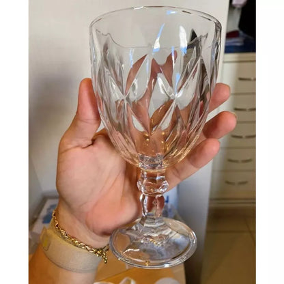 Jogo de Taças Diamante NOXHome | Vidro Transparente 330ml – Kit 6 Peças