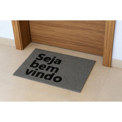 Tapete Capacho "Seja Bem-Vindo" NOXHome | PVC Vinil Antiderrapante Lavável 40x60cm – Interno e Externo