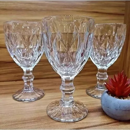 Jogo de Taças Diamante NOXHome | Vidro Transparente 330ml – Kit 6 Peças