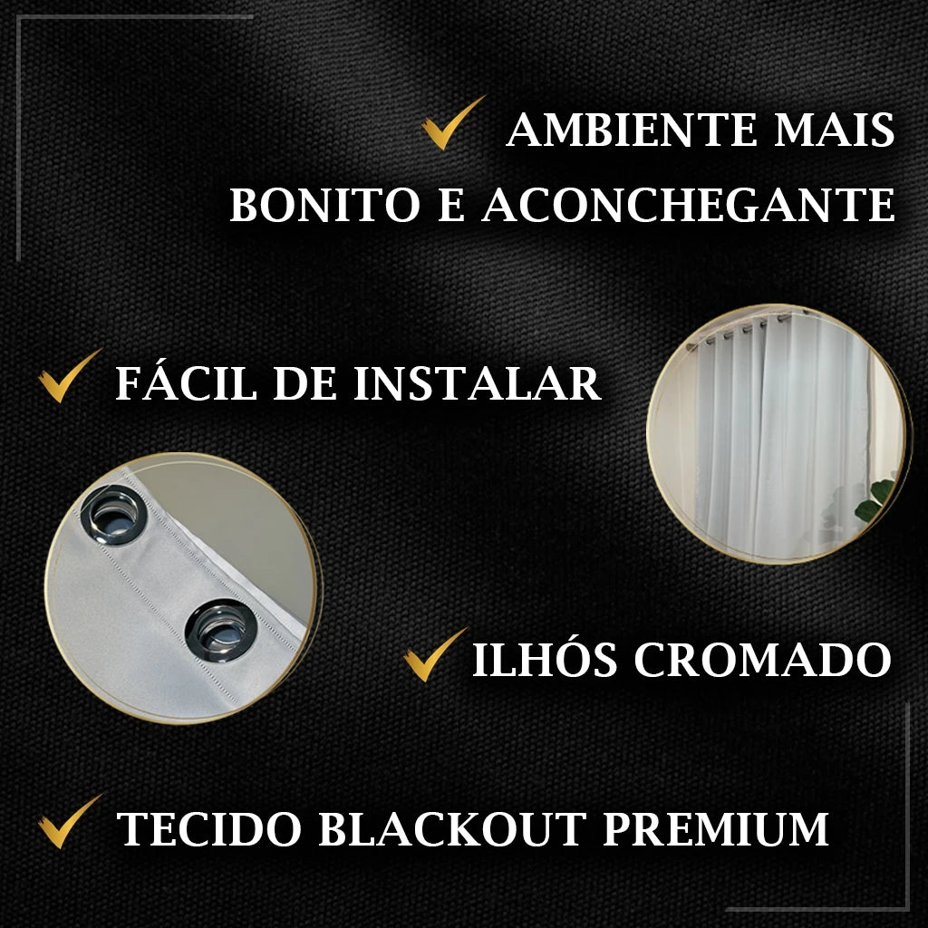 Cortina Blackout Tecido Grosso Premium NOXHome | Ilhós Cromados Dupla Face – Sala e Quarto