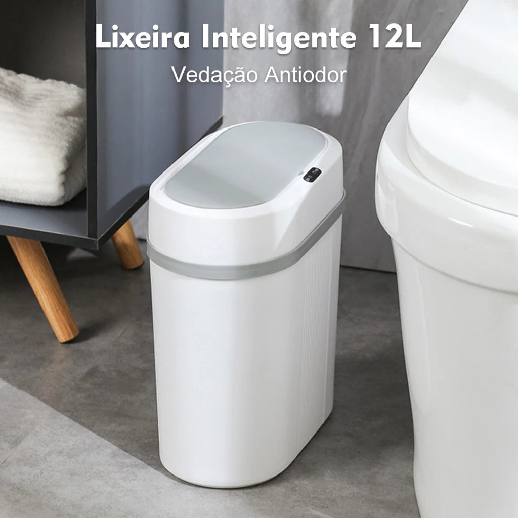 Lixeira Automática Sensor Inteligente NOXHome | Abertura Sem Toque IPX5 12L – Cozinha e Banheiro