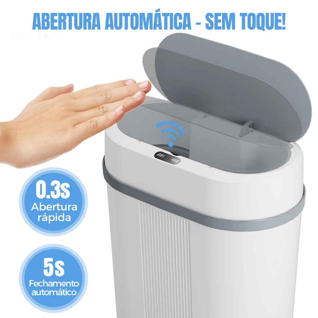 Lixeira Automática Sensor Inteligente NOXHome | Abertura Sem Toque IPX5 12L – Cozinha e Banheiro