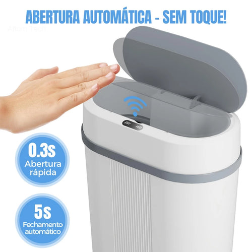 Lixeira Automática Sensor Inteligente NOXHome | Abertura Sem Toque IPX5 12L – Cozinha e Banheiro
