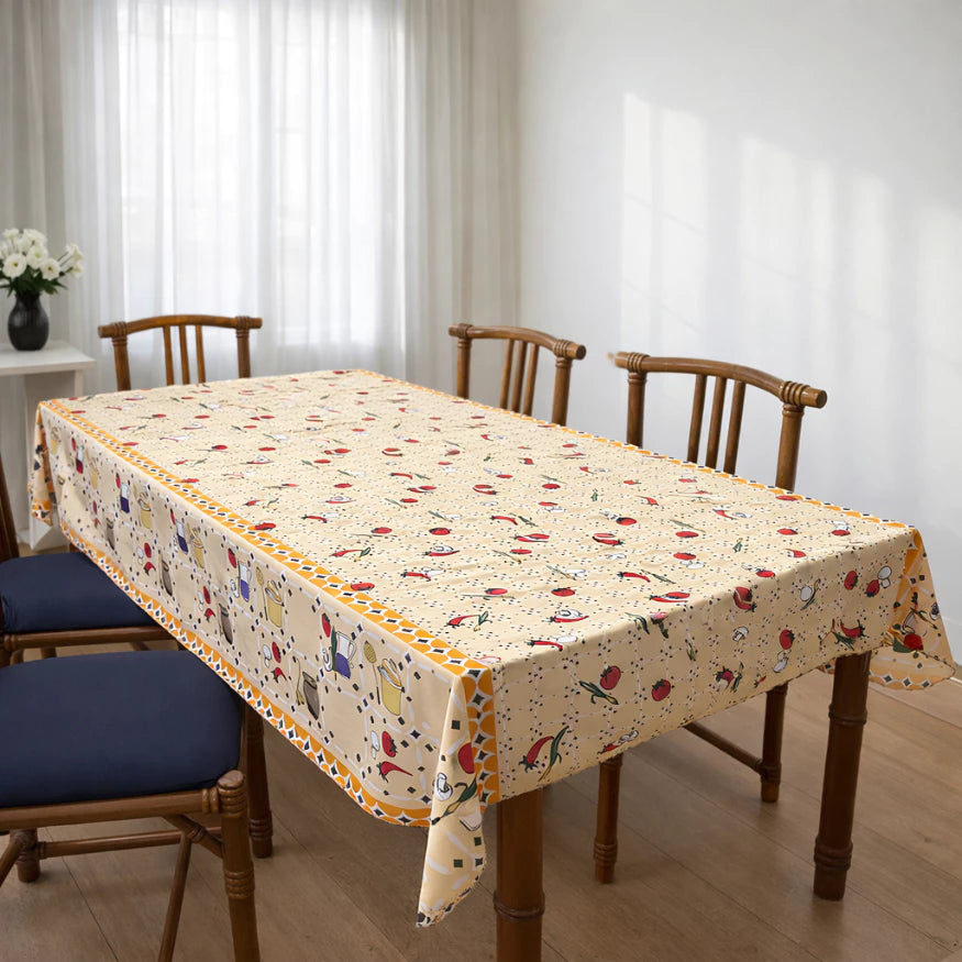 Toalha de Mesa Retangular NOXHome | Tecido Oxford 6 Lugares 2,00x1,40m – Fácil de Limpar